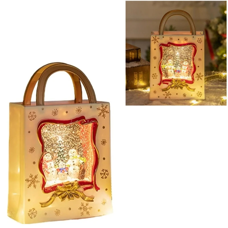 Christmas Snow Globe Lantern Musical Lighted Snow Globe Lantern Battery Powered Night Light Handbag Electric Snow Globe