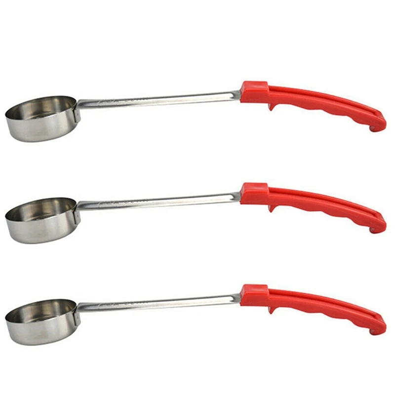 

Hot 3X Pizza Spread Sauce Ladle Rubber Handle Flat Bottom Kitchen Cooking Spoon Stainless Steel Measuring Stir Soup Spoon