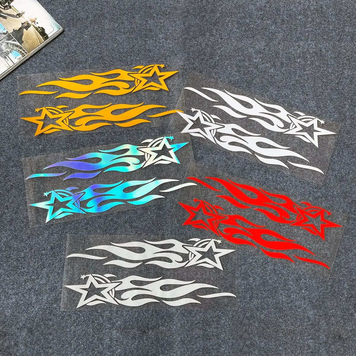 Flame Star Car Stickers Vehicle Bumper Window Rear and Door Decoration Reflective Vinyl Stickers For Honda BMW Ford Tesla Toyota