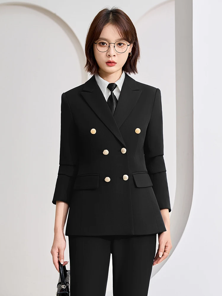 رمادي كحلي أسود المرأة بدل رجالي مكتب السيدات الأعمال ملابس العمل 2 قطعة مجموعة سترة رسمية وبنطلون