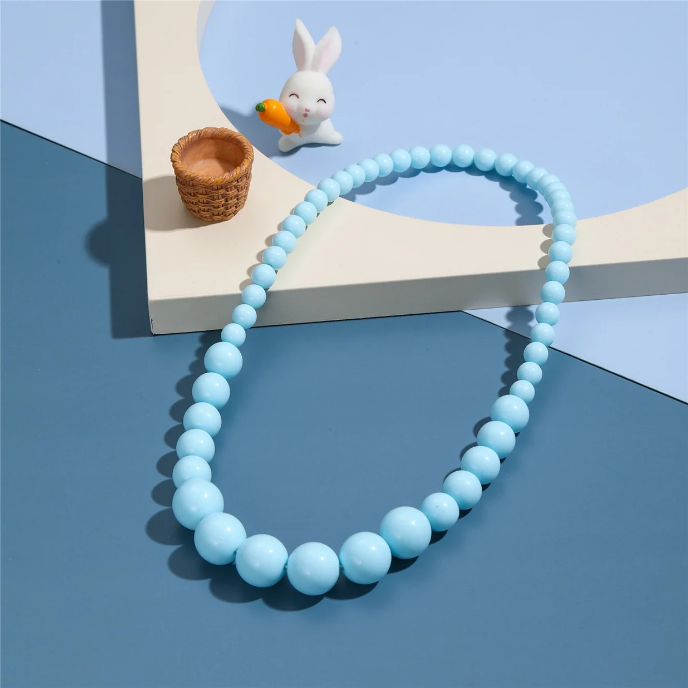Fashion lovely elegant round seven color resin imitation pearl beaded necklace for ladies party gift
