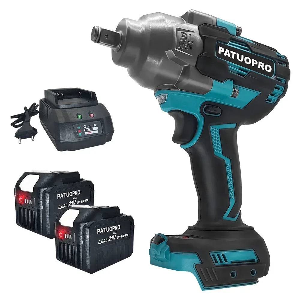 

PATUOPRO 2300N.M Бесщеточный электрический ключ 1/2 дюйма Аккумуляторный динамометрический ключ Перезаряжаемый домашний электроинструмент для батареи Makita 18 В