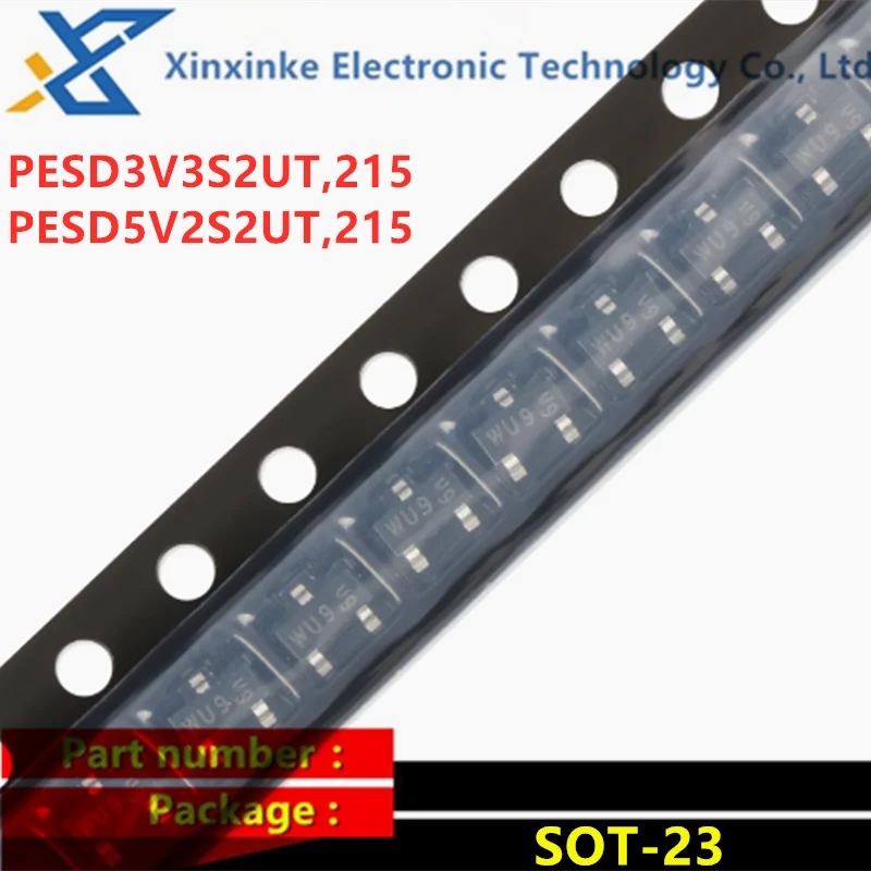 100PCS PESD3V3S2UT,215 PESD3V3S2UT WU9 SOT-23 3.3V SMD ESD Diode PESD5V2S2UT Marking：WU1 5.2V
