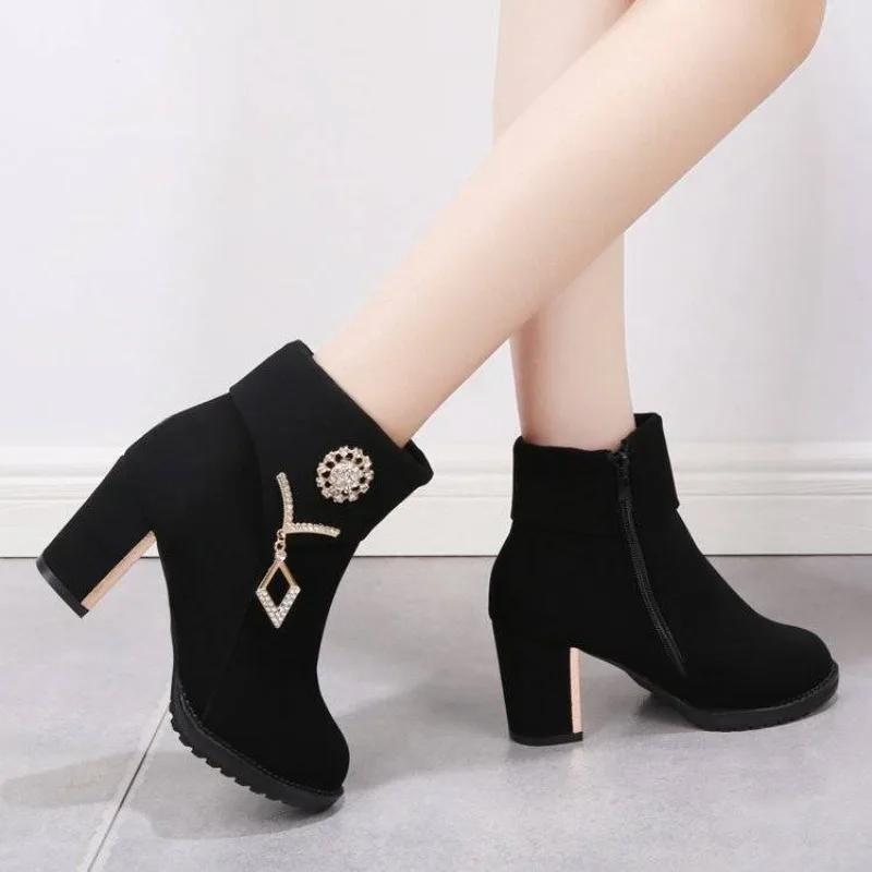 

Booties Heeled Warm With Tassels Zip Female Short Shoes Fleece-Lined On Offer Promotion Footwear Trend 2025 Women's Ankle Boots