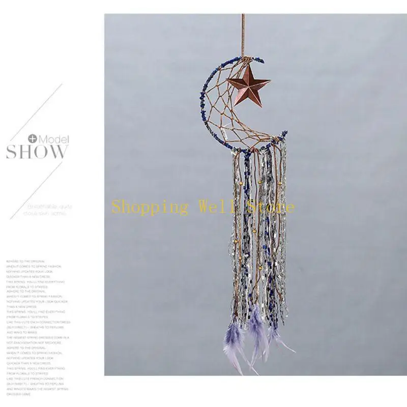KX4B MOON DREAM CASTER METONS RING HOOP DIY مصنوعة يدويًا DREAMCATCHER لمرض الزفاف المصنوع يدويًا معلقة حرف اليدوية