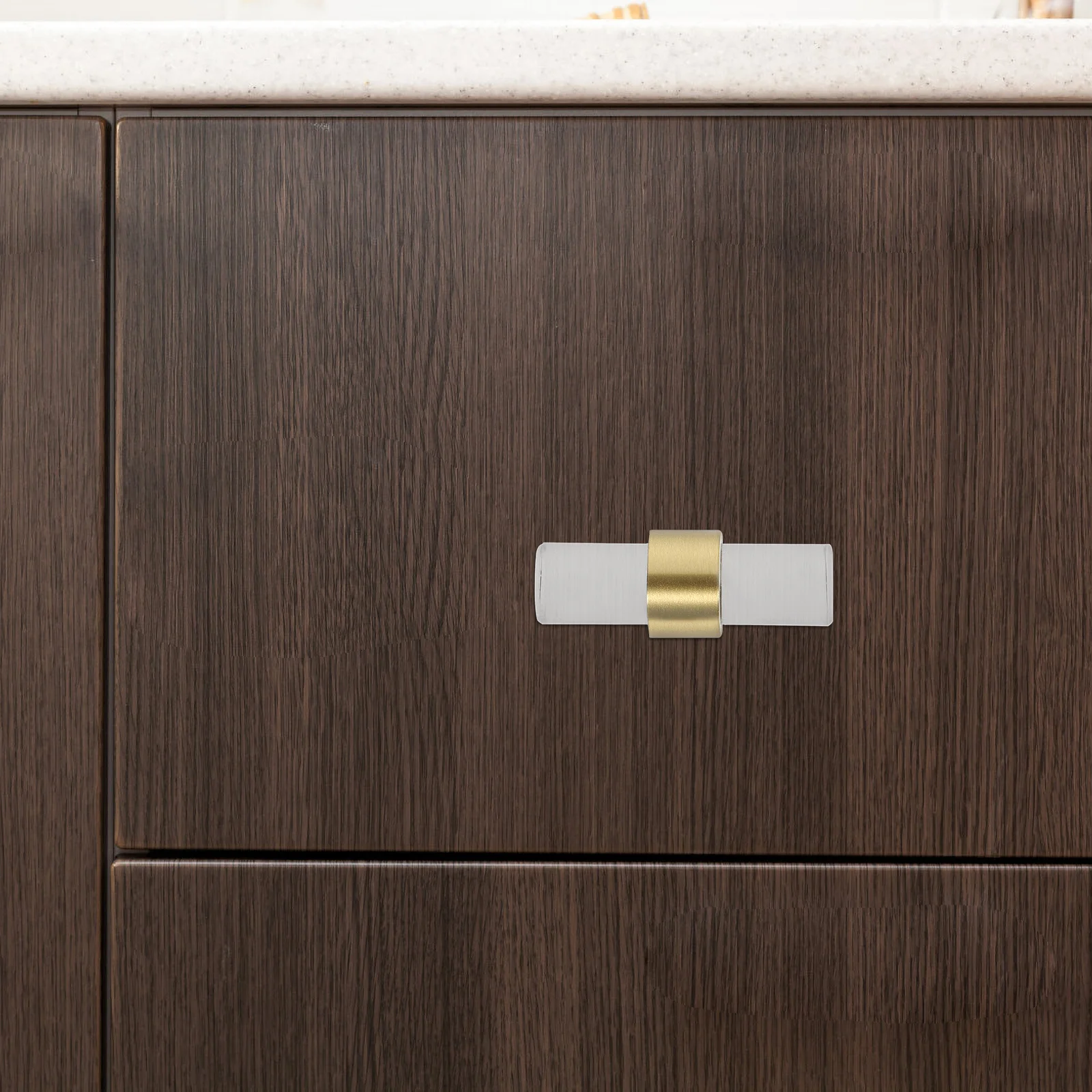 

T Shape Crystal Cabinet Pulls Acrylic Copper Knobs For Drawers Metal Handle Wardrobe Furniture Accessory Drawer Pulls