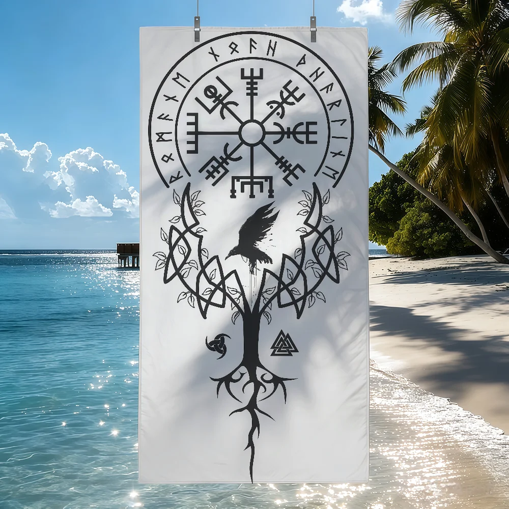 V-Viking V-Vegvisir Towel Soft Pool Gift For Travel Gym Shower Camping Quick Dry Sports Beach Towels