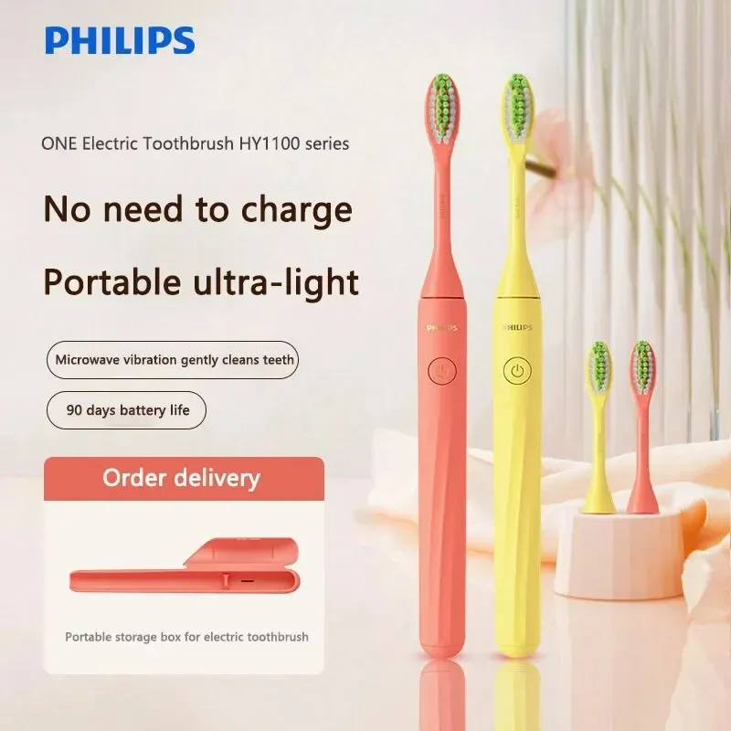 Philips HY1100 Electric Toothbrush and BH1022 Toothbrush Head Adult AAA Battery Sonic Vibration Portable Toothbrush