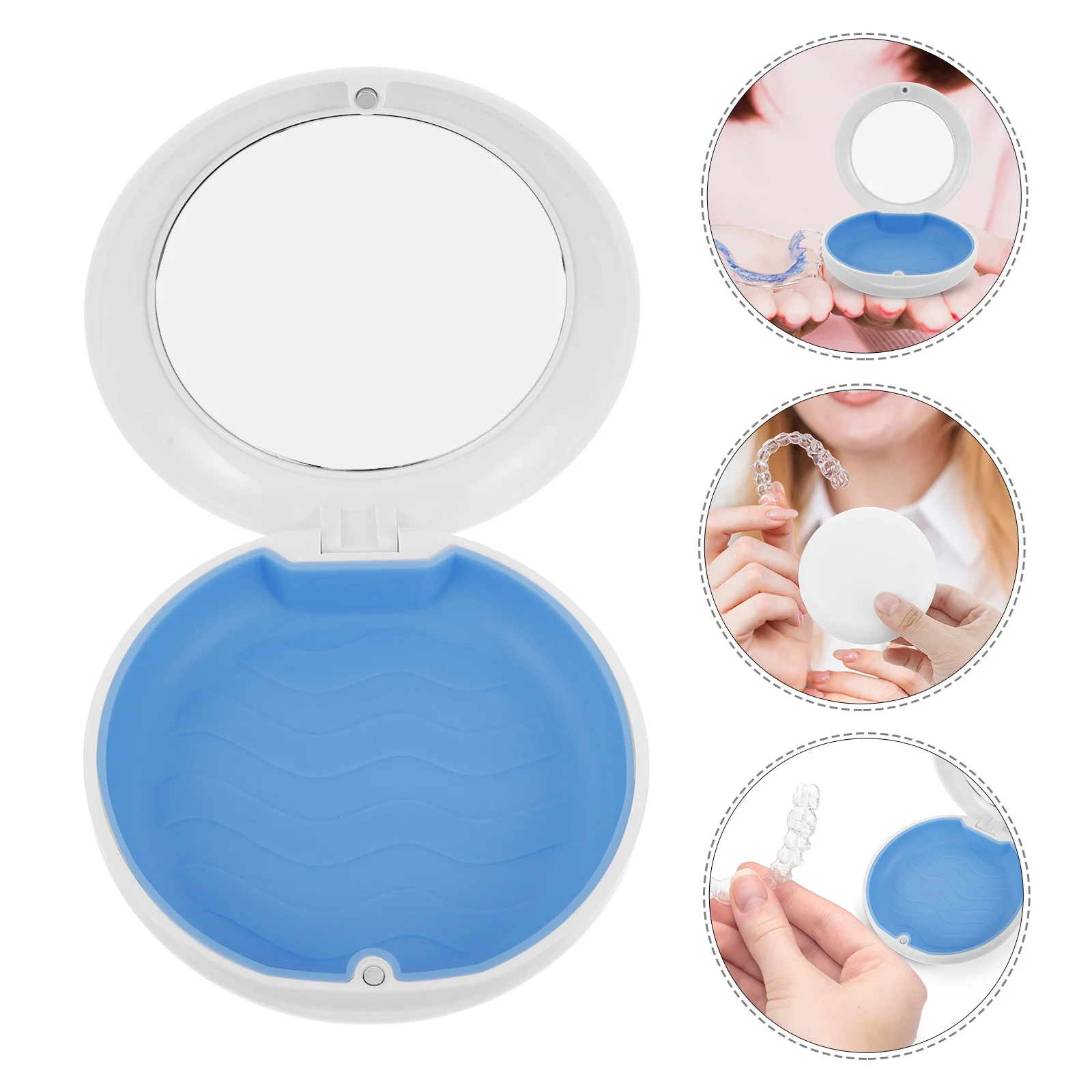 

Portable Retainer Case Transparent Mirror Dustproof Storage Holder Compact for Braces Small Accessories Travel