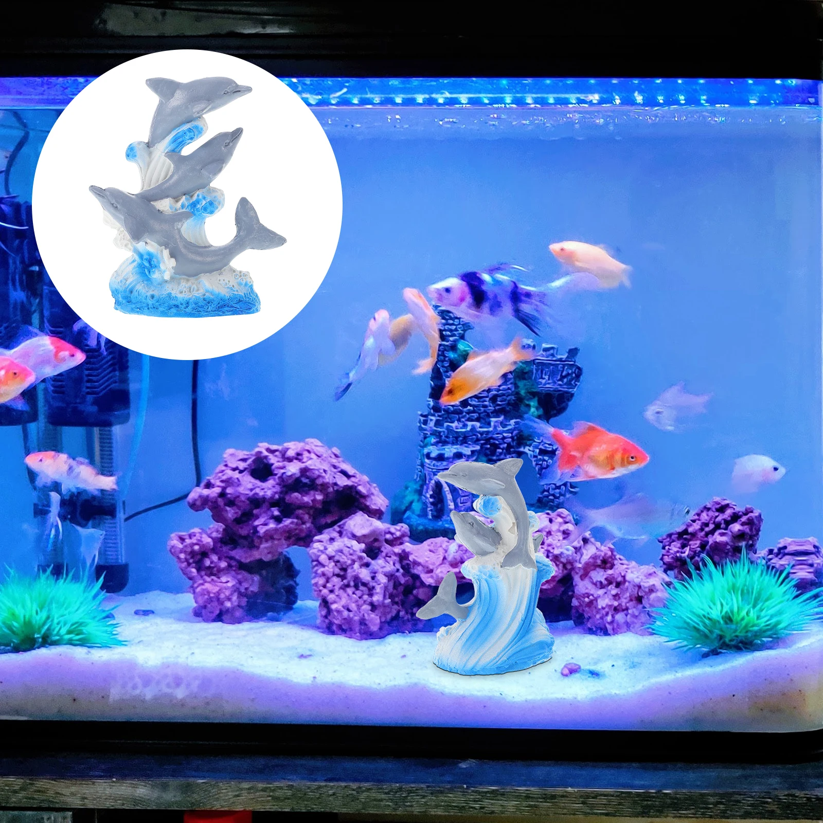 

Dolphin Resin Sculpture Ocean Animal Statue Nautical Home Decoration Aquarium Accessories Sea Life