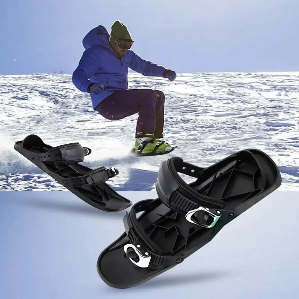 

The Short Skiboard Snowblades Adults Mini Ski Skates for Snow Adjustable Bindings Portable Skiing Shoes Snow Board Ski Shoes