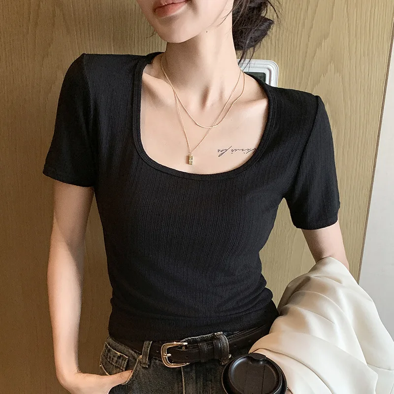 

Round Neck T-Shirt Short Sleeved Women's Summer New Thin Fit Simple and Slimming Short Sleeved T-Shirt Top for Women