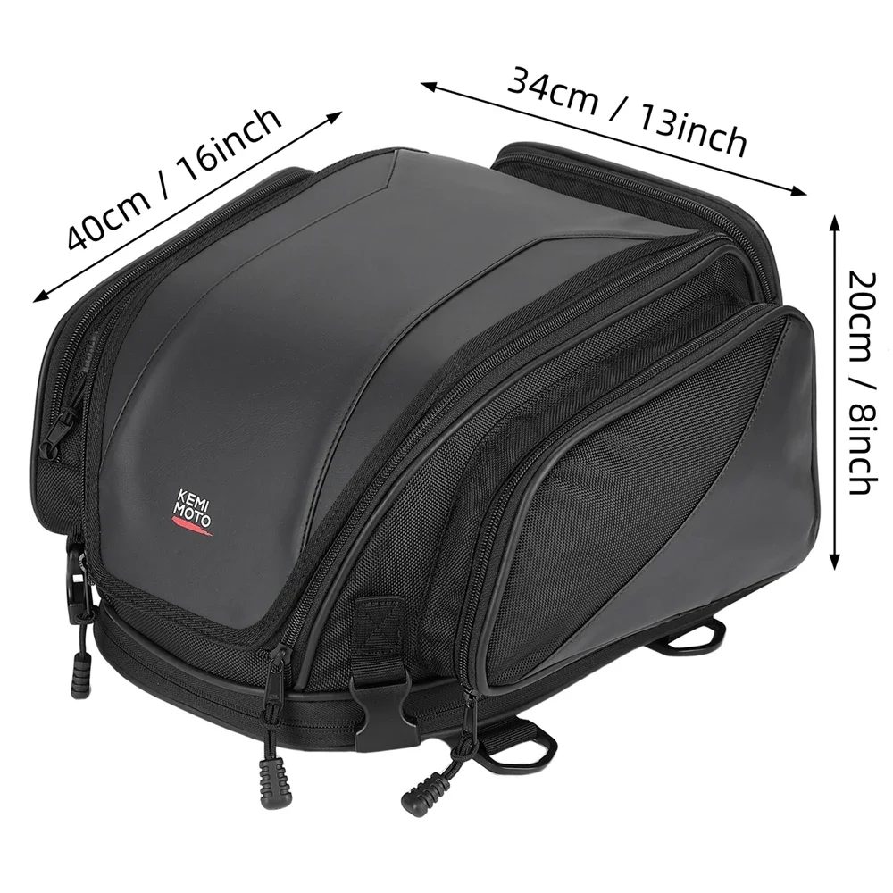 Motorcycle Tail Bags 18-22L Expandable Sissy Bar Bag for Can-Am Ryker PU Leather Waterproof Luggage Seat Travel Rear Rack Bag view 3