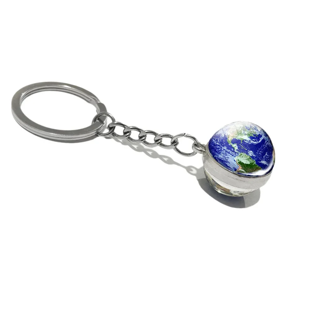 Luminous Universe Star Keychain Solar System Earth Pendant Galaxy Nebula Double-Sided Glass Ball Key Chain charm accessories