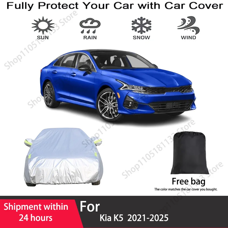 For Kia K5 Car Cover Custom Fit 2021-2025 Waterproof All Season Heavy Duty Protection Against Rain Snow UV Outdoor Indoor Use