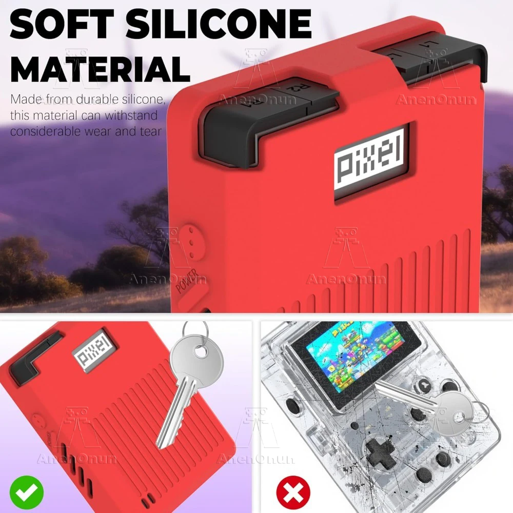 Silicone Protective Case for GKD Pixel 2 with Lanyard & Carabiner Anti-Fall Anti-Scratch Non-Slip Durable Full Cover Soft Shell