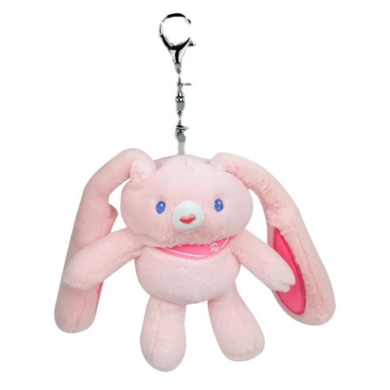 Long Ears Bunny Plush Keyring Cartoon Keychain Girl Backpack Pendant Birthday Ornament Souvenirs Gift