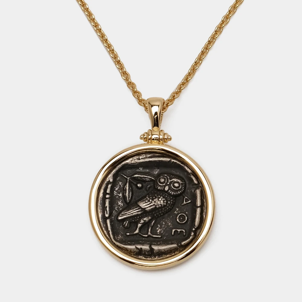 Amorita Vintage  Roman Coin Pendant  Double Side Ancient Sculpture Necklace