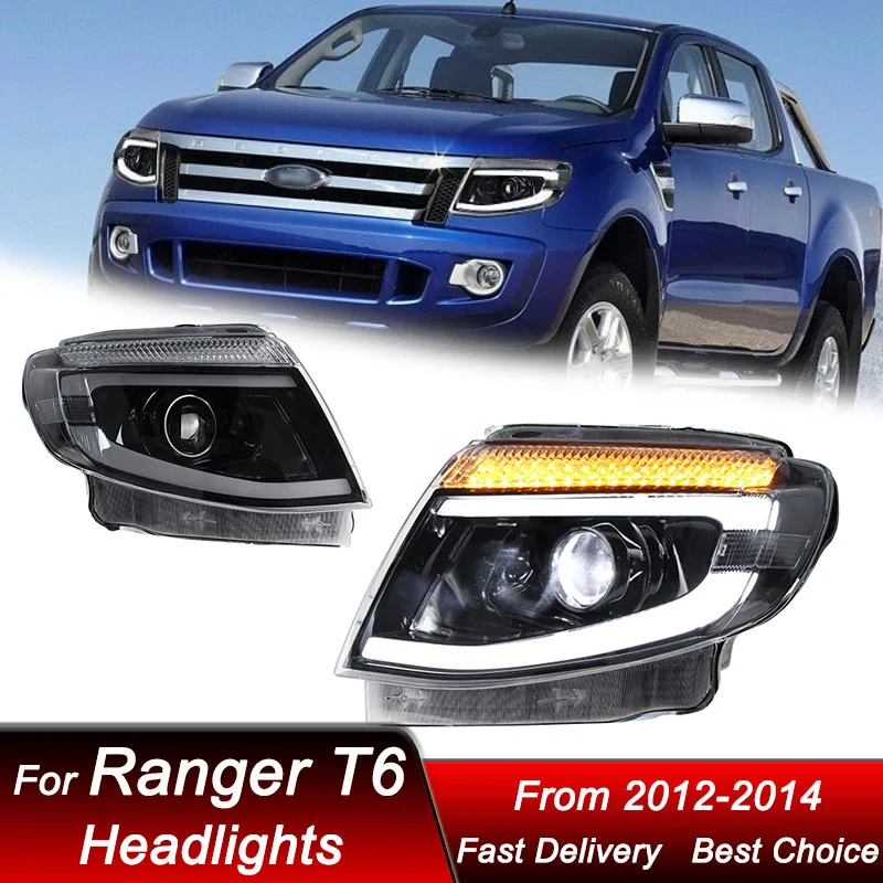 

Pop Car Styling Headlights For Ford Ranger T6 2012-2015 New Style Full LED Auto Headlamp Assembly Projector Lens Accessories Kit