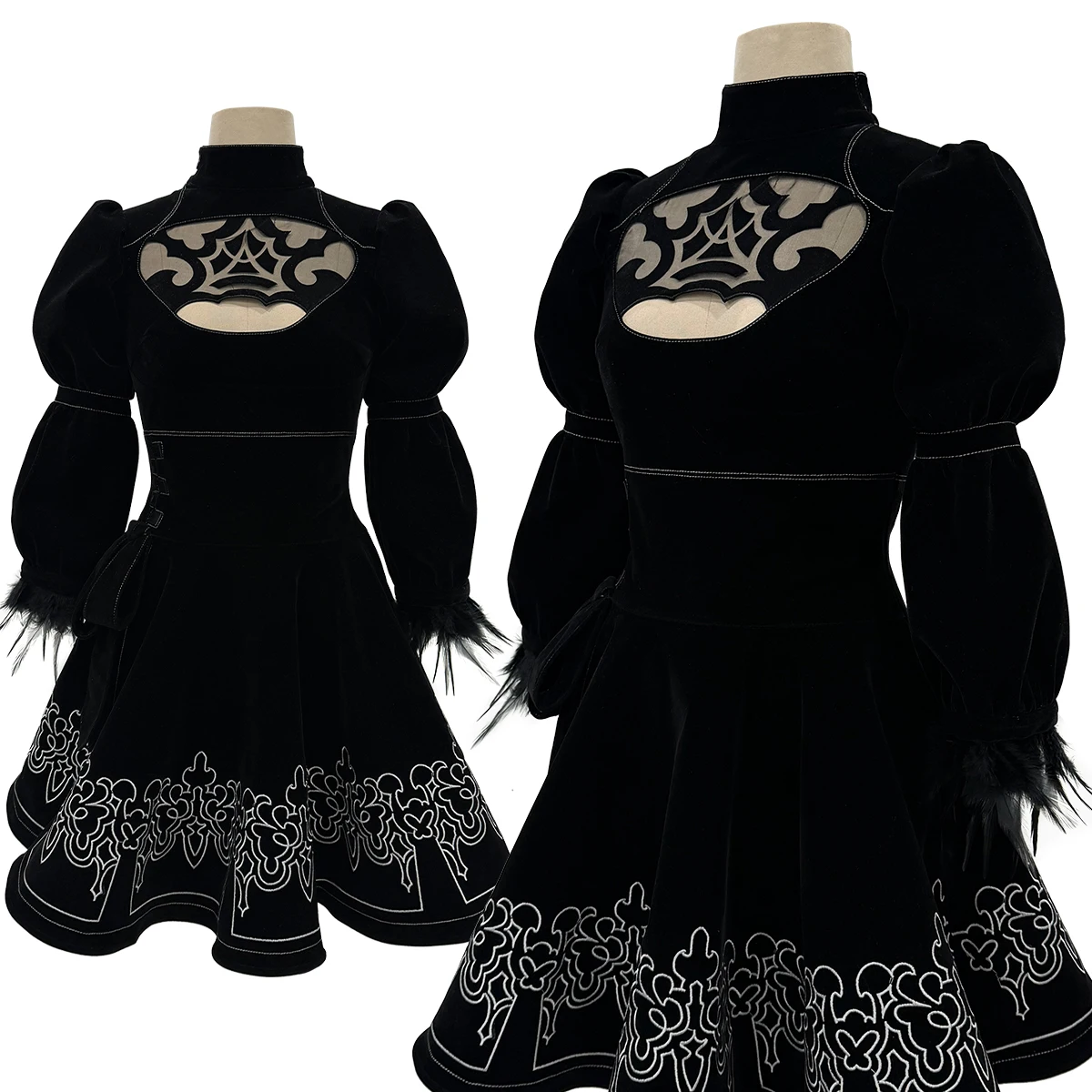 

HOLOUN 2B игровой костюм для косплея, платье с вышивкой, конвенция, Хэллоуин, Рождество, маска для глаз, перчатки, чулки, повязка для волос