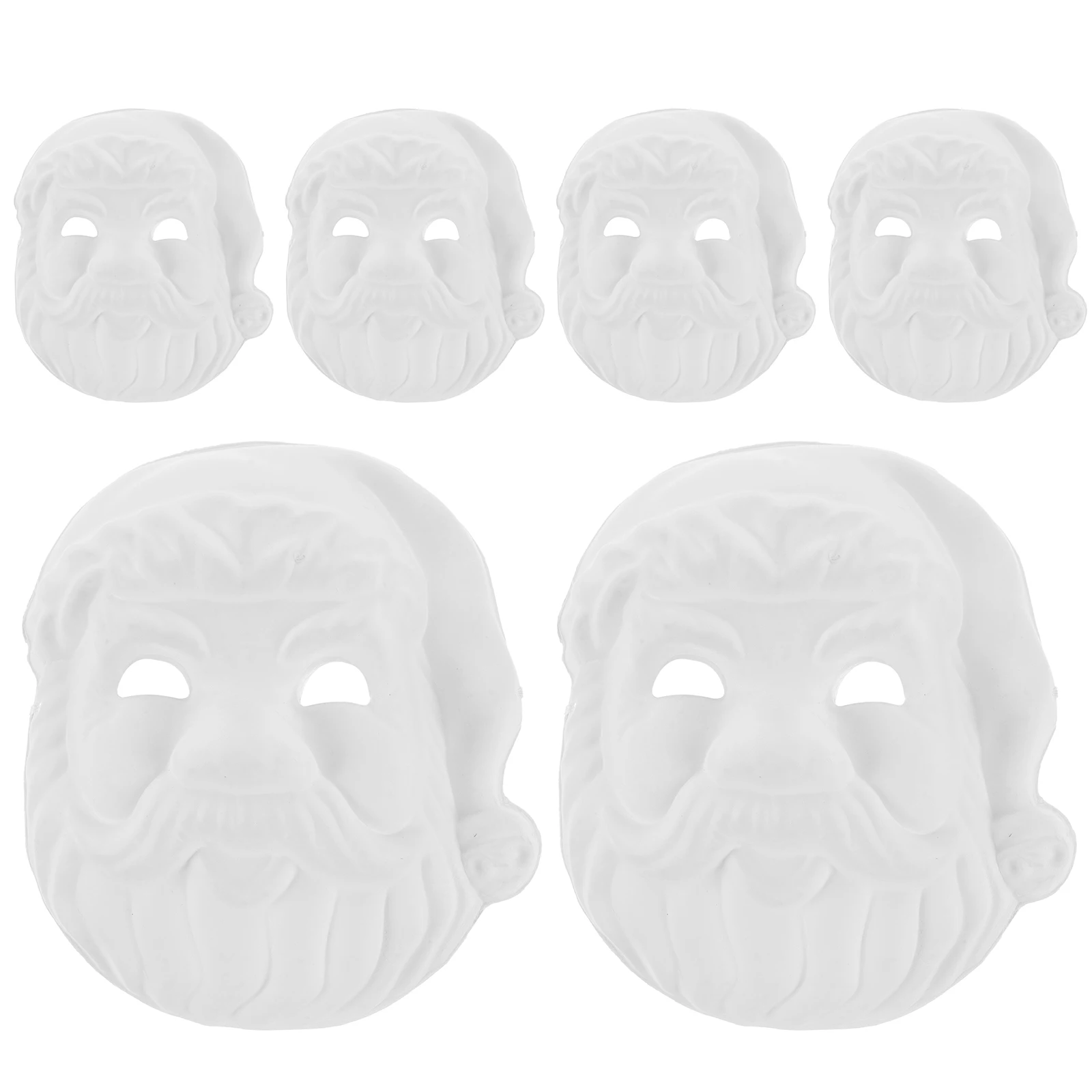 

6 Pcs Santa Claus Masks DIY Blank Pulp Face Masquerade Party Accessories Decor Supplies