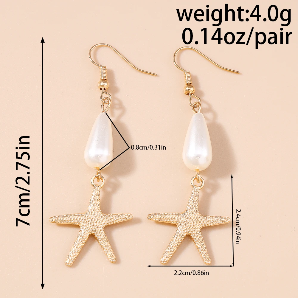 Aihua Mode Sommer Strand Perle Muschel Ohrringe für Frauen Mädchen Nette Boho Seestern Ohrringe Neu In Meer Schmuck Geschenke – Detail 10