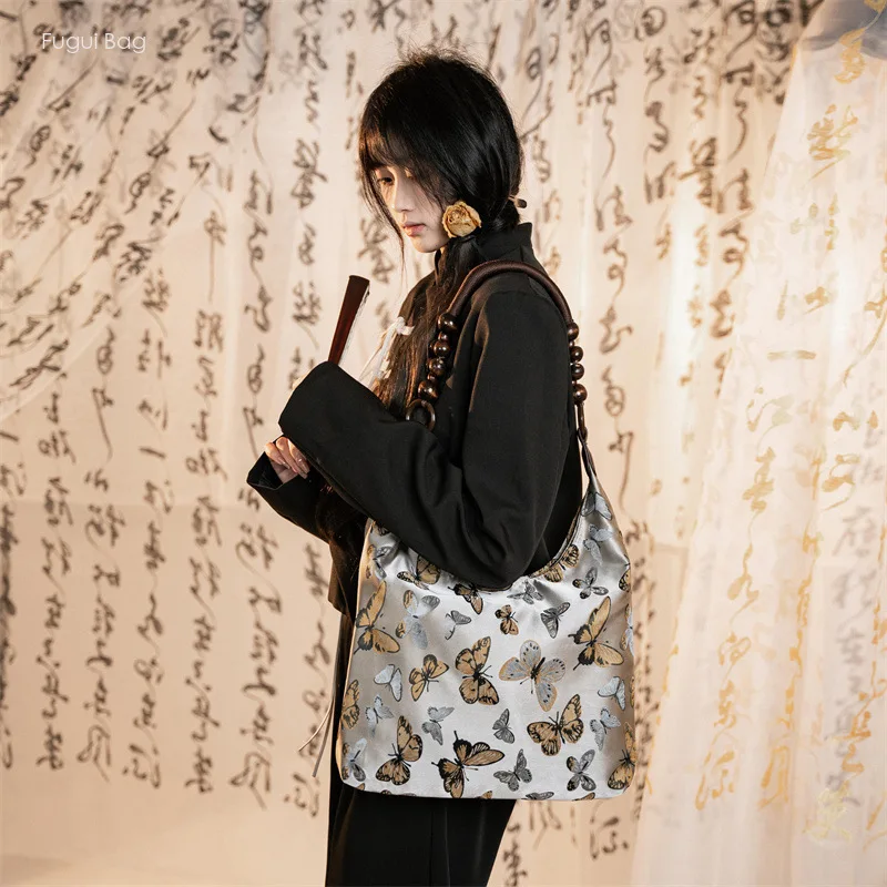 Women's Handbag Single Shoulder Tote Bag Fashionable and High-end New Chinese Style Elegant Gentle and Generous Butterfly