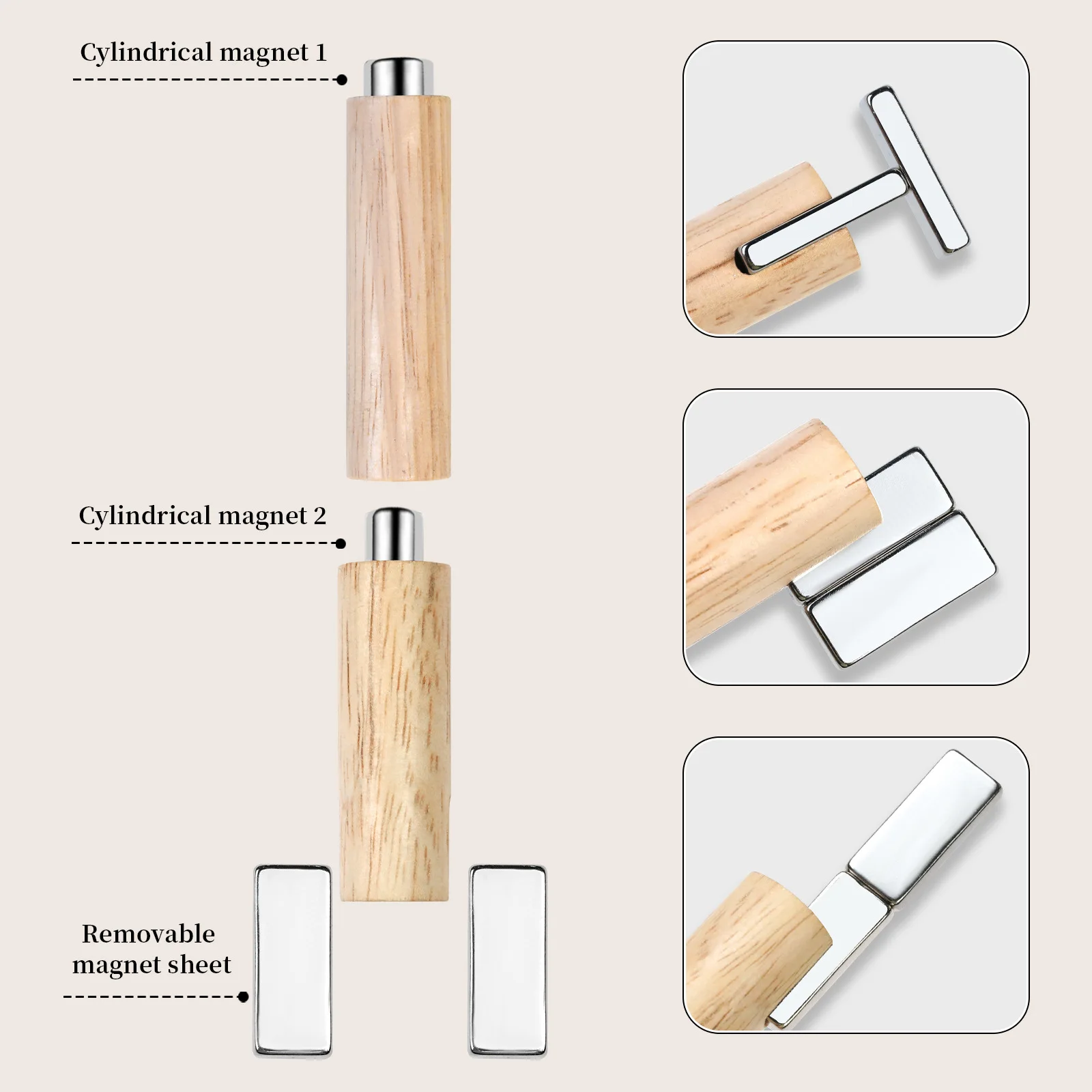 4 In 1 ที่ถอดออกได้มัลติฟังก์ชั่นผสม Magnetic Stick ทรงกระบอกดูดเล็บ Cat Eye Super Strong แม่เหล็กเล็บเครื่องมือ
