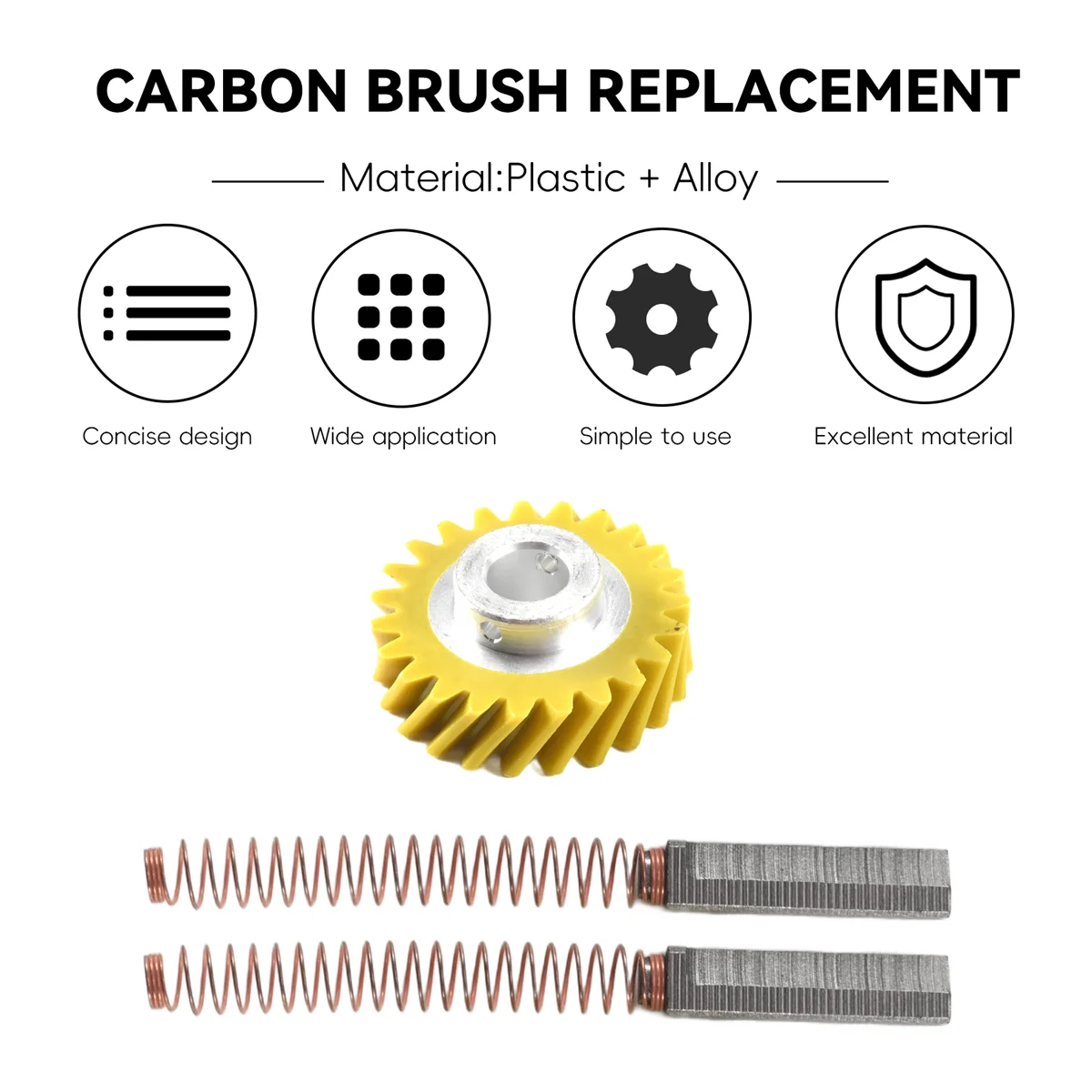 Worm Drive Gear para suporte e um par de escova do motor, escova do motor, W10112253, 9706416, W10380496, 4162897