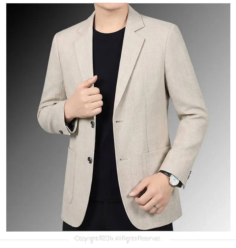 30% Leinen-Blazer - Stilvoller Business-Anzug für Herren im Britischen Gentleman-Stil, Trendiger Atmungsaktiver und Vielseitiger Casual-Blazer – Detail 13