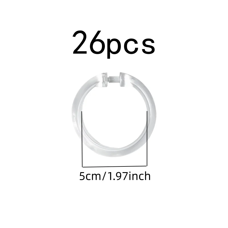 26 pcs Clear Round Curtain Hooks with Smooth Glide Design, ideal for Hotel Bath Tub Rod and Home Bath Area