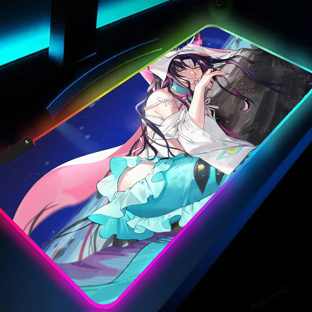 Sesshouin Kiara Fgo Fate Mousepad XXL RGB Gaming Mouse Pads HD Gamer Accessories Large LED