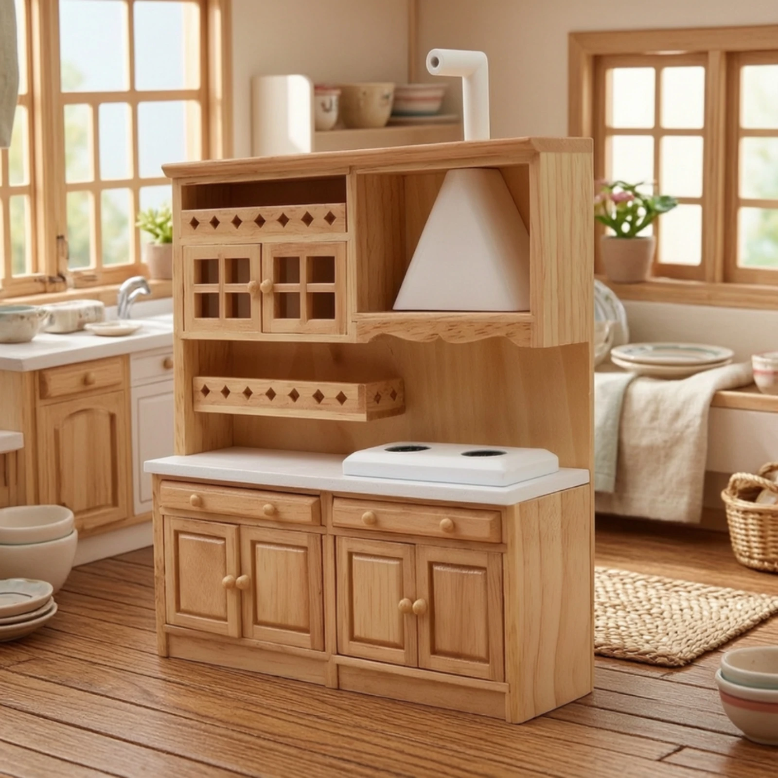 Dollhouse Cabinet Realistic Miniature Cabinet Dollhouse Furniture Versatile Miniature Cupboard Sturdy for Collectors