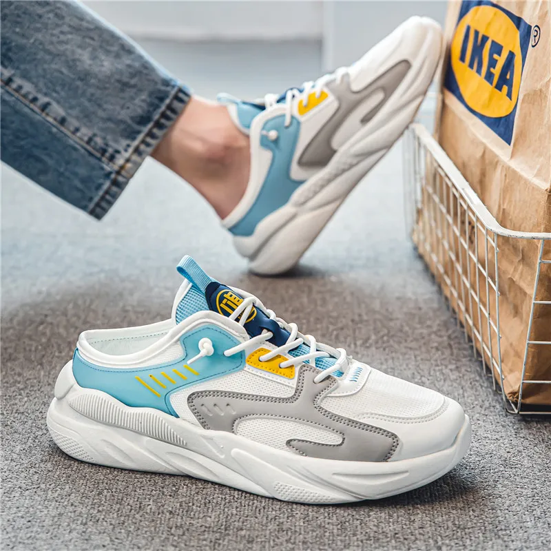 

Summer Backless Loafers Sneakers Lightweight Mesh Half Shoes For Men Mules Lace Up Flat Sandals Man Slides Men Casual Shoes 2026