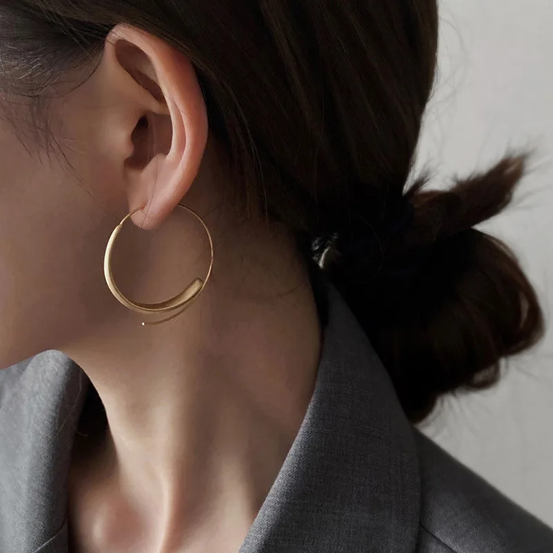 LIVVY New Fashion Korean Circular Smooth Earrings For Women Simple Trendy  Exaggeration Charm Jewelry Party Gifts image 4