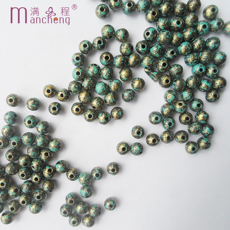 Tiki Official-website 50PCS Lots  по 2 грн DIY 6MM Round Vintage Bohemian Plastic Acrylic Loose Beads Making Accessories