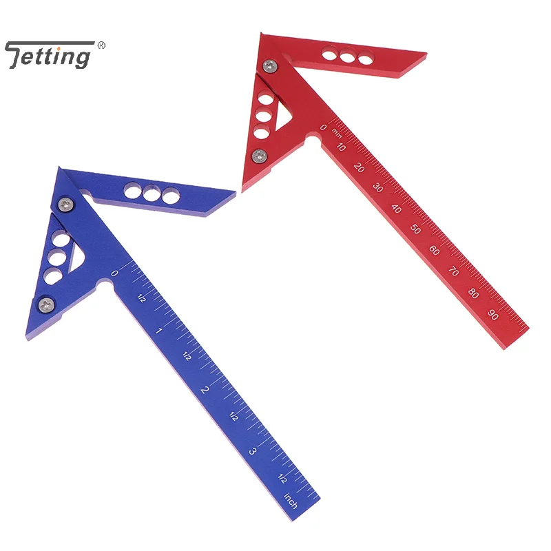 Aluminum Alloy Angle Center Leaning Ruler 45 Degree Triangular Arrow Right Angle Positioning Ruler 90 Degree Angle Ruler