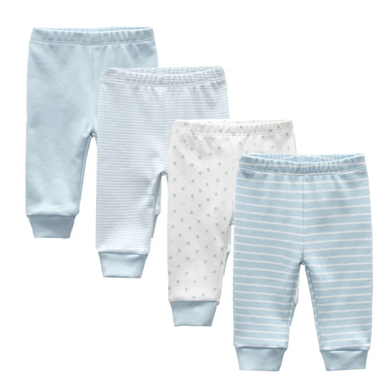 4-piece baby pants set, soft and comfortable, fashionable all year round, cartoon neutral style, 100% pure cotton