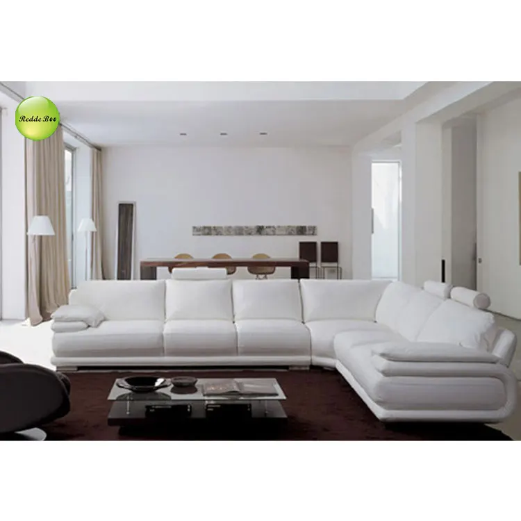 Wohnzimmer weißes Leder Ecksofa Designs 711