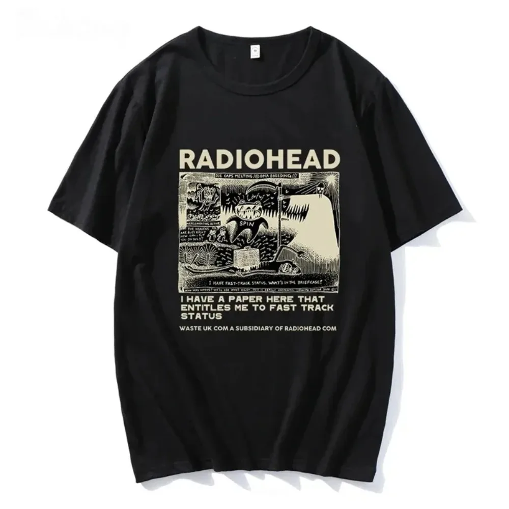 Radiohead Print T-shirt Men Women Tshirt Trend Hip Hop Rock Oversized Short Sleeve Tee 2024 Summer Cotton T Shirts Clothes Tops