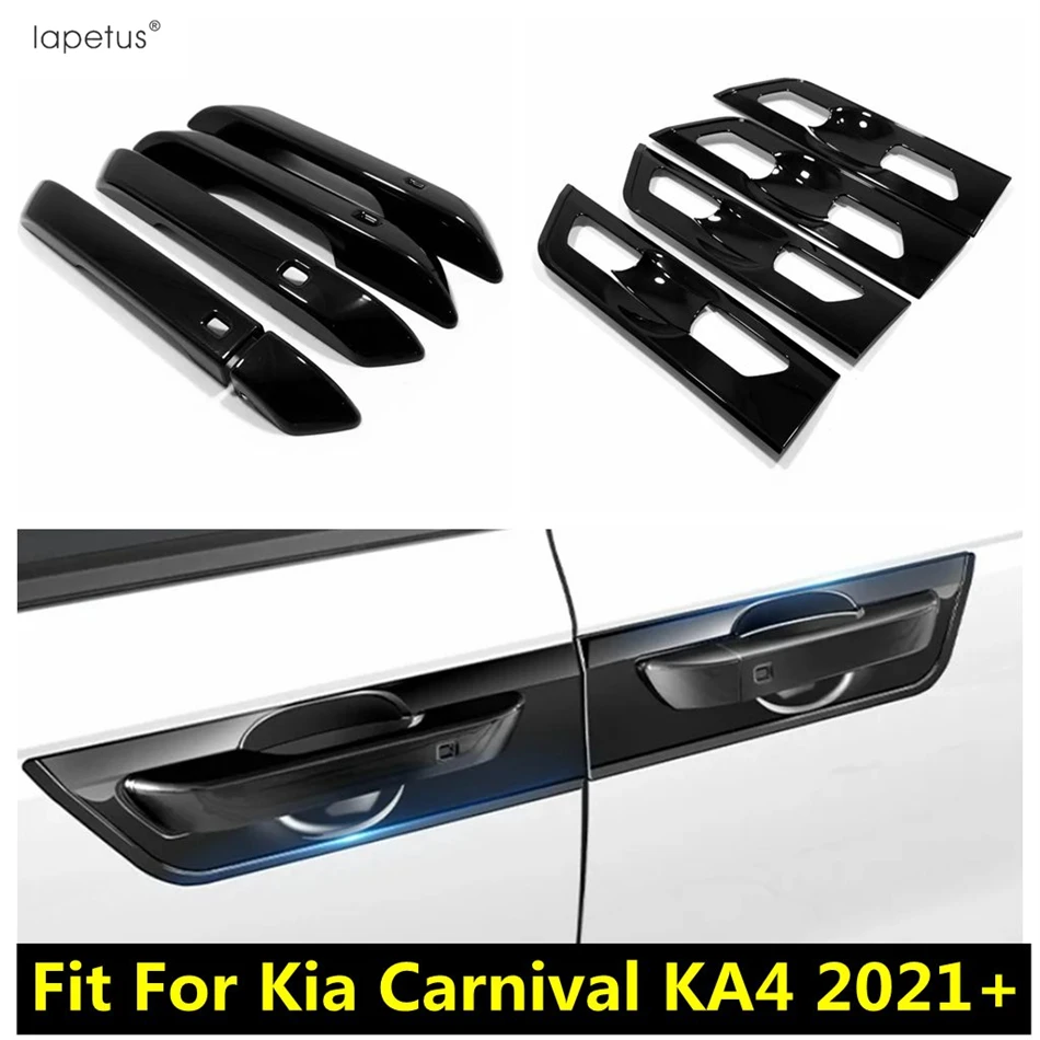 

Black Car Door Handle Bowl Frame Decoration Protection Cover Trim Accessories Exterior Refit Kit For Kia Carnival KA4 2021- 2024