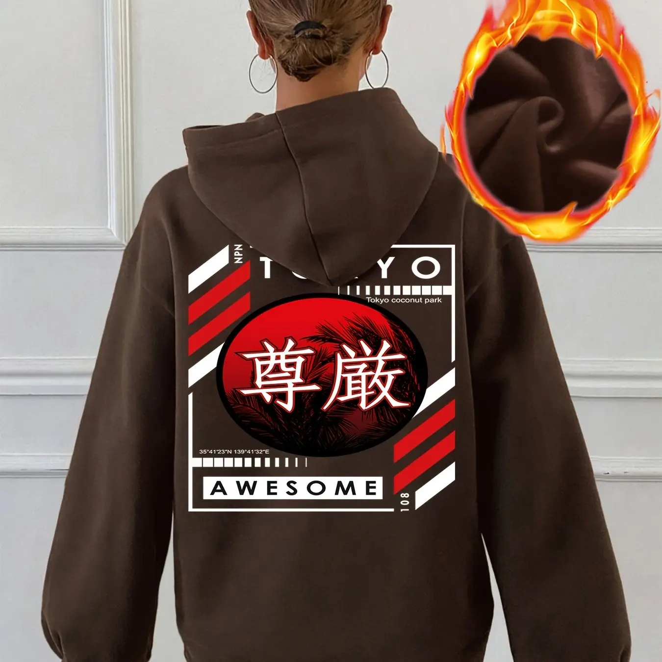 Ladies' Fashion Hoodie Tokyo Coconut Grove Dignity Cool Print Pattern Trendy Casual Sports Hoodie Comfortable Versatile Top
