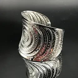 New Gypsy Square Flower Metal Tibetan Silver vintage retro Fashion Cuff Bracelet Bangle for her Christmas Paar gift