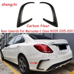 W205 Carbon Fiber Rear Bumper Canard Splitter Vents for Mercedes C Class C205 2015-2021 Sport Edition Rear Side Vent Canard Trim