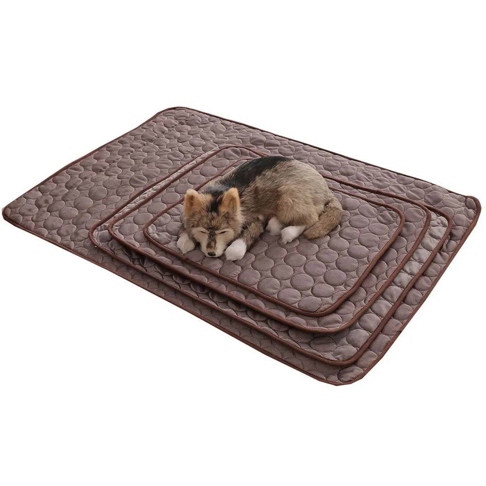 Pet Summer Mat Premium Cooling Pad for Dogs Cats Smooth Surface Breathable Cozy Bed for Crate Kennel Car Coffee L