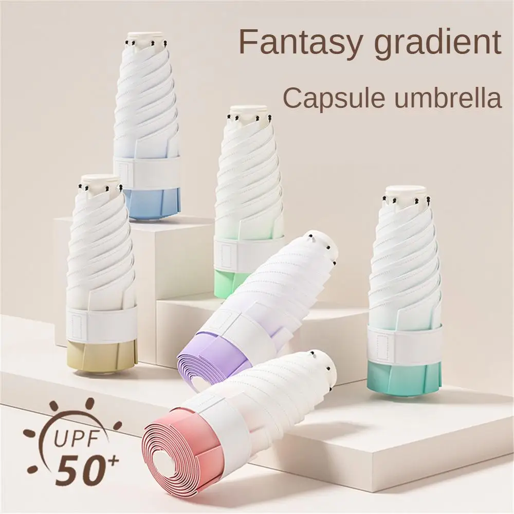 

Сверхлегкий мини-портативный шестикратный зонт, складной зонт от солнца, женский солнцезащитный крем, черный пластиковый зонтик