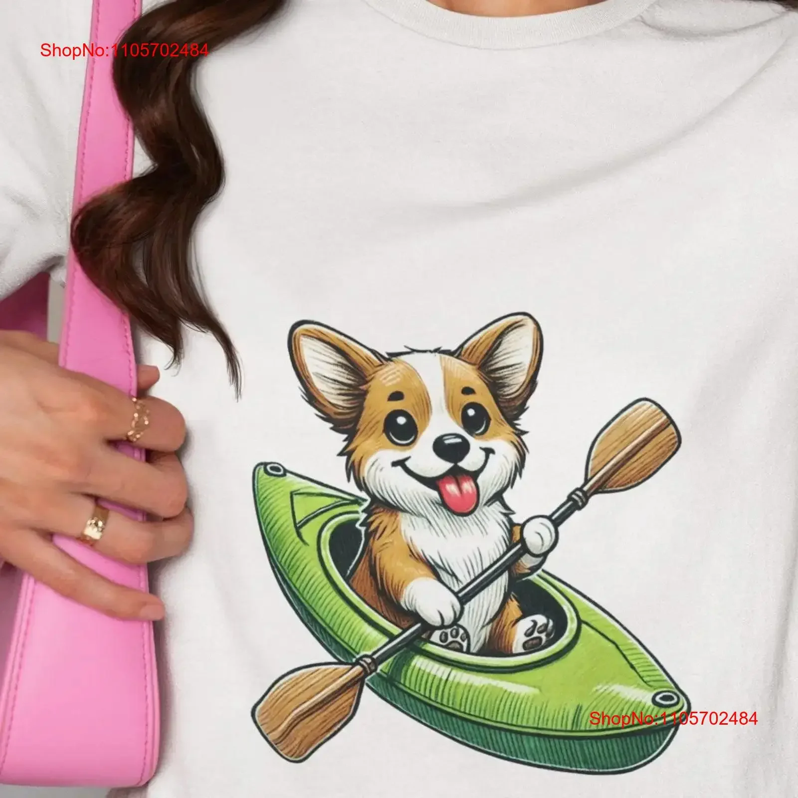 Corgi Kayaking Adventure T Shirt Cute Dog in Green Kayak with Paddle Novelty Perfect Top for Lovers Pet Lover vintage Washed
