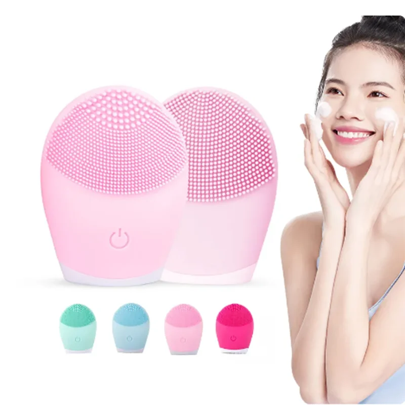 전기 실리콘 페이셜 클렌저 Massager 스킨 케어 마사지 도구 뷰티 머신 진동 청소 Pores 자체 제공 배터 