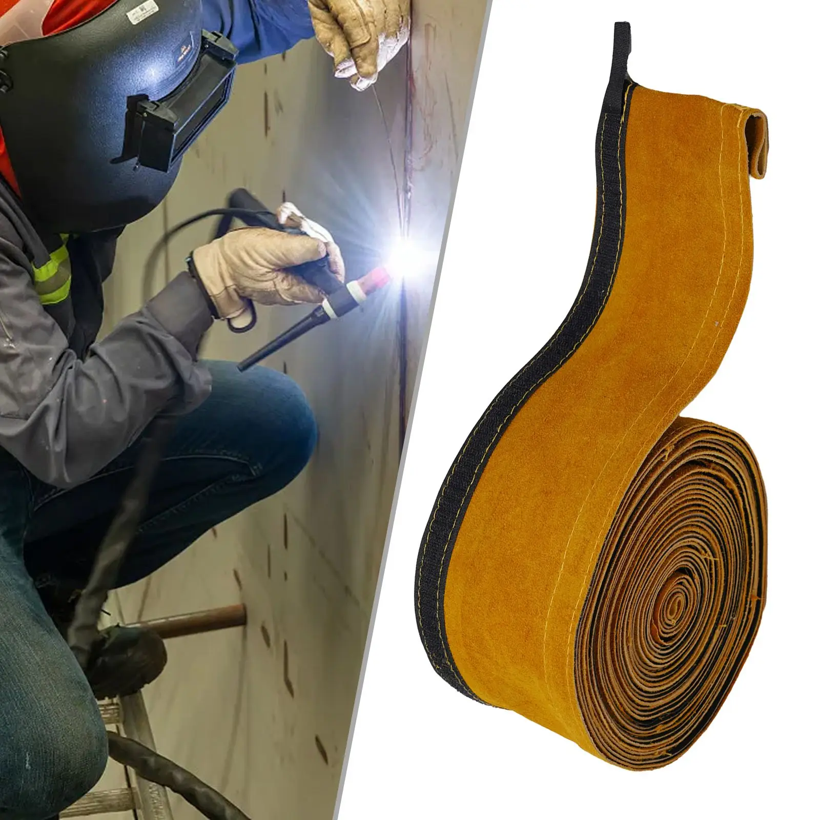 

Cable Jacket TIG Torch Cable Cover Yellow 15ft Abrasion Resistant Flame Retardant Hose Sleeve Two-layer Leather