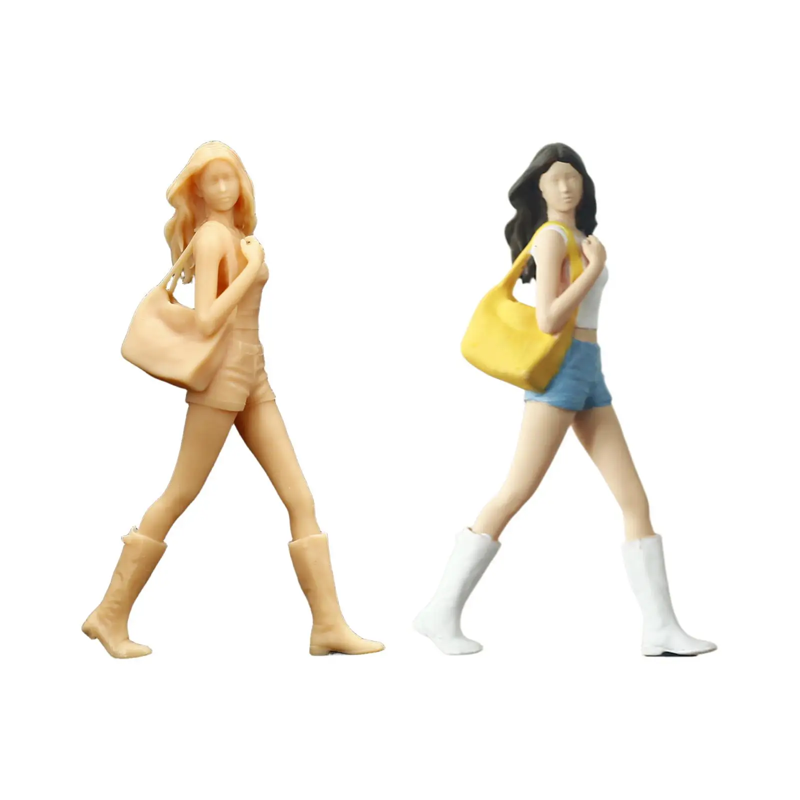 Figura di ragazza in miniatura 1/64, realistica, persone in miniatura in resina per scene in miniatura, layout di decorazione architettonica di treni modello